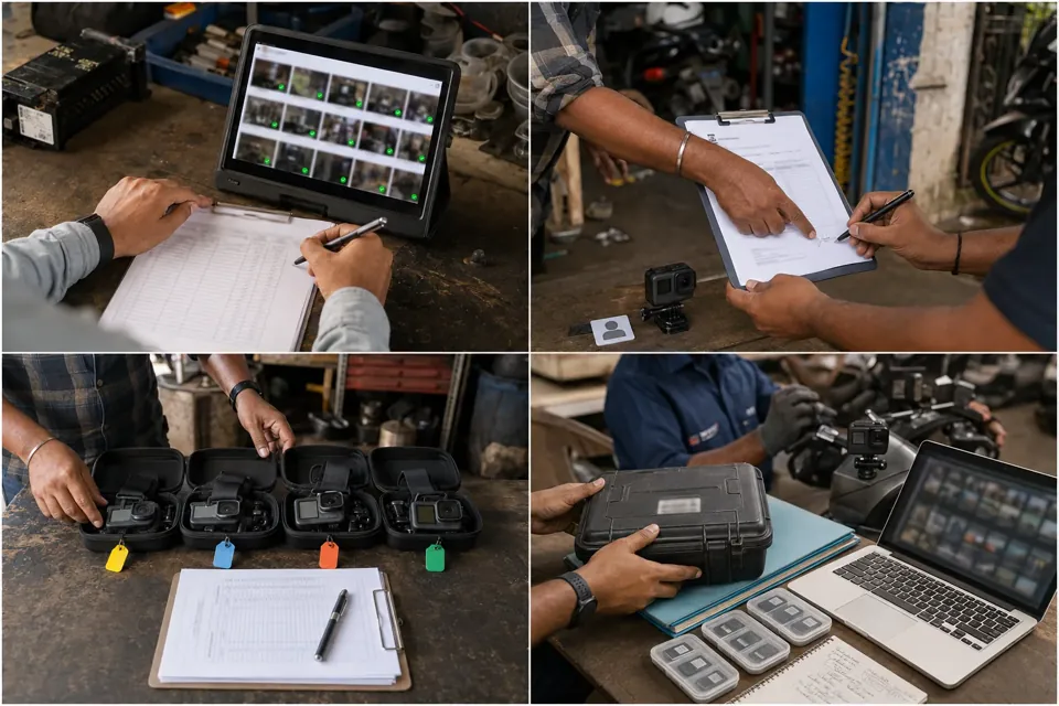 Data quality review with sample thumbnails, capture records, and equipment checks